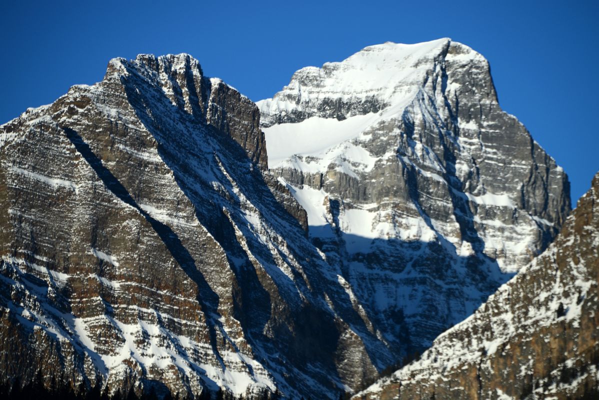 17D Sheol Mountain and Haddo Peak Early Morning From Trans Canada Highway Just Before Lake Louise on Drive From Banff in Winter